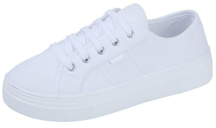 Ladies Canvas Womens Trainers Lace Up Chunky Platform Sneakers Casual Shoes Size