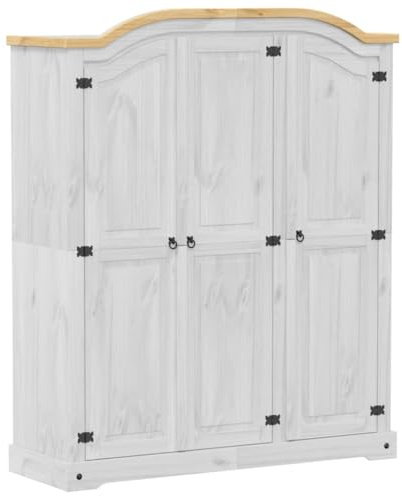 vidaXL Garderob Corona vit 151,5x52x186 cm massiv furu, hatthyllor, klädstång, klädförvaring, klädskåp, klädstänger, jackhängare, garderob, garderober