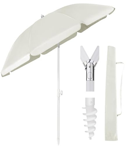 Sekey Parasol de Balcon 180 cm avec Housse de Protection & Adaptateur – Réglable en Hauteur et Inclinaison, UPF 50+ pour Jardin, Terrasse & Plage (Rond, Résistant au Vent)