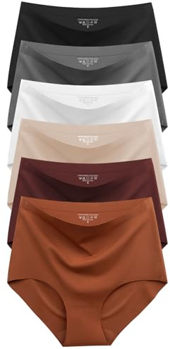 Cuweni Womens Underwear Seamless High Waisted Briefs Silky Stretch No Show Breathable Full Coverage Ladies Panties 6 Pack (US, Alpha, Medium, Regular, Regular, 6 color packs)