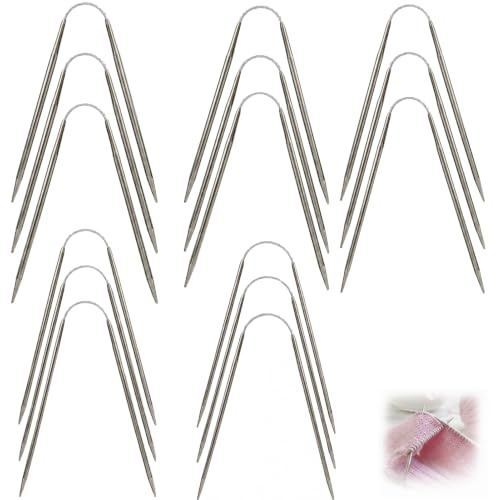 15 agujas de tejer circulares de 2,0 a 4,0 mm, acero inoxidable, juego de 3 por tamaño para calcetines, mangas, gorros, cables blandos, tejido circular