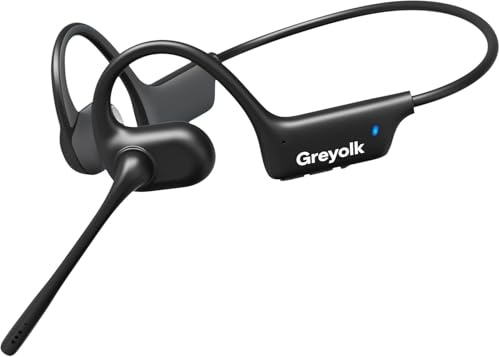 GREYOLK Casque Bluetooth sans Fil avec Micro, Écouteurs à Oreille Ouverte avec Micro Antibruit pour Téléphone, PC et Ordinateur Portable, Léger et Confortable pour Bureau, Conduite et Maison