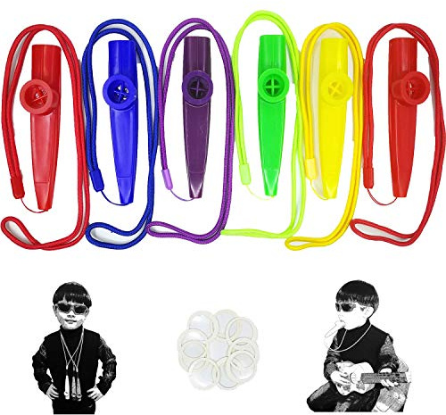 Fartime 12Pcs Plastic Kazoos With Lanyards,With 20Pcs Kazoo Flute Diaphragms，Musical Instruments,Good Gift for Kids,A Good Companion for Ukulele, Violin, Guitar,Piano Keyboard.