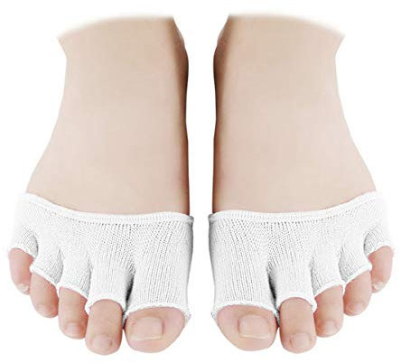 EXCEART 4 Paare Zehlinge Füßlinge Socken öffnen fünf halbe Zehensocken Unsichtbare Sportsocken Yoga Socken Vorfußsocken Frauen Rutschfeste Pilates Balletttanz Zehenschutz - Weiß