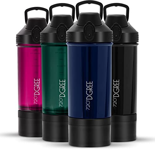 720°DGREE Shaker Protéiné 550ml “uberShaker” Compartiment Poudre – Étanche, Sans BPA, Gradué, Mélangeur Spirale pour Shakes Onctueux, Premium Gobelet Salle de Sport, Musculation, Smoothies