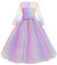 IWEMEK Enfants Fille Robe de Carnaval Princesse Longue en Dentelle avec Bowknot Demoiselle d'honneur Robe de Soirée Mariage Robe de Première Communion Anniversaire Fête 25 Violet Arc-en-Ciel 7-8 Ans