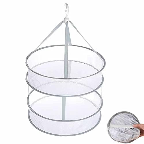 DDSHUN Mesh Clothes Hanging Dryer - Large Size Sweater Hanging Dryer - Double-Layer Foldable Space Saver Bags Organizer for Underwear, Lingerie, Socks, Toys, Herbs