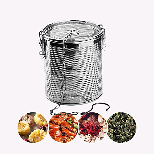 Filtro per spezie in acciaio inox 304, filtro da tè, filtro a sfera con catena e gancio, adatto per tutti i tipi di tazze, teiere, teiere (1 pezzo 8 x 9 cm)