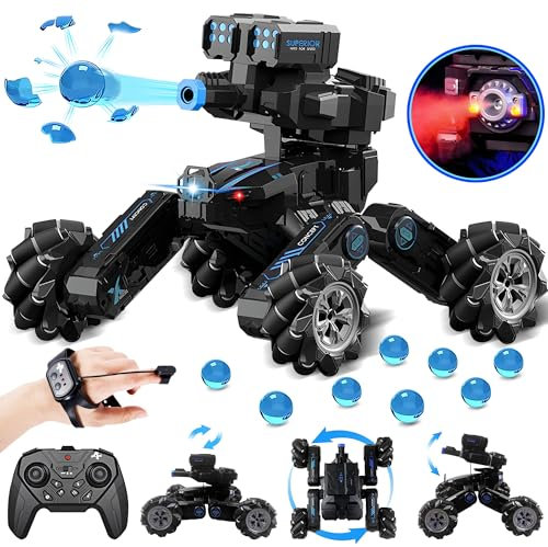 ROHSCE RC tank bil fotografering vatten kulor fjärrkontroll tank som skjuter gest stunt RC bil 360° strid auto leksaker med ljus musik, present till pojke flicka 8 9 10 11 12 år gammal