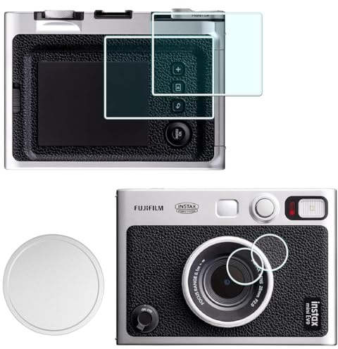 HUIPUXIANG Copriobiettivo + protezione per schermo per fotocamera Fujifilm Instax Mini Evo (per accessori), LCD + obiettivo PET Flim+alluminio Mini Fuji Evo copriobiettivo con floccaggio interno