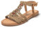 JOMIX Sandale Femme Tressés à Lanières et Perles Sandales Plates Femme Été élégantes pour Maison Plage (Kaki, 38)