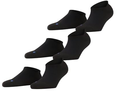 FALKE Unisex Sneakersocken Cool Kick Sneaker Multipack U Sn weich atmungsaktiv schnelltrocknend kurz einfarbig 3 Paar, Schwarz Black 3000, 42-43