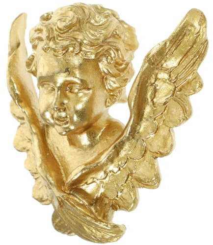 PRETYZOOM Décoration Murale Ange en Résine Dorée Vintage - Figurine Murale Élégante 8.5X3X7.5 Cm pour Maison Bureau Et Commerce