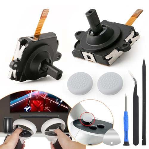 RongZy 2Pcs for Oculus Quest 2 Joysticks Replacement Kit for Meta Quest 2 Controller Thumbstick Replacement Joystick Drift Repair Replace Accessory with Tools+2 Pieces VR Joystick Cap