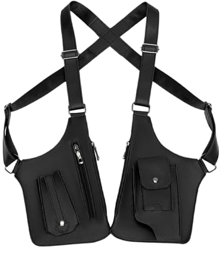 Sac antivol pour hommes – Sac à bandoulière en cuir réglable, harnais antivol | Pochette à bandoulière en cuir PU imperméable, Double poche à bandoulière, sac à bandoulière Double multi-poches pour le