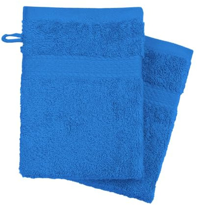 CTL COMFORT WITH QUALITY Pack of 12 100% Cotton Body Wash Mitts, Soft Face Cleansing Mitts, Bath SPA Terry Cloth, Reusable Makeup Remover Mitt Gloves Soft Face Mitten 16x21 cm (Blue, 16x21 cm)