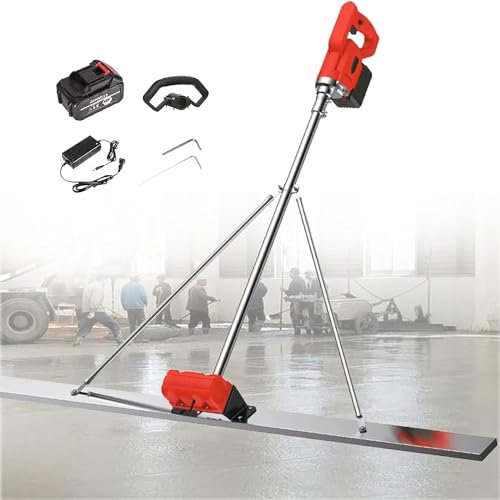 RèGle Nivellement Ciment Chape éLectrique Kit vibratoire pour Chape à béton, 150 cm, Outil de Finition pour Chape à béton, Batterie 6 000 TR/Min, règle de nivellement vibrante pour c