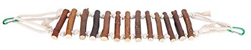 REXVTNS Bird Parrot Ladder Bridge Toy, Wood Suspension Bridge,10CM Cotton Rope Aerial Ladder for Birds,Hamsters,Small Rodents,Authentic Wood with Skin for Claw Exercisebird ladder