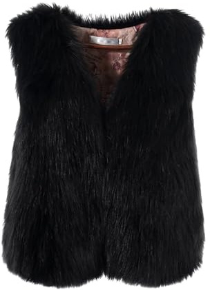 Générique Manteau Fourrure Femme Sans Manches Gilet Fausse Fourrure Courte en Doux élégant Veste Polaire Hiver Manteau Laine Fluffy Couleur Unie Blouson Confortable Gilet Chaud Femme