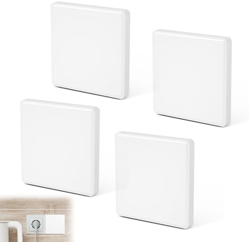 4 Piezas Protector Interruptor Luz Tapa Ciega Enchufe Pared Cubierta Empotrada 86×86 mm Tapa Ciego para Enchufes o Interruptores no Utilizados (Blanco)