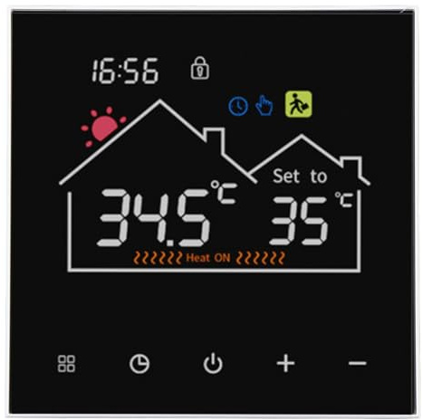 Pongnas Smart Termostat LCD-pekskärm Termostat Digital Display Termostat WiFi Programmerbar HD-färgpekskärm Enkel DIY-installation för Hemmakontor Hotell (Standard)