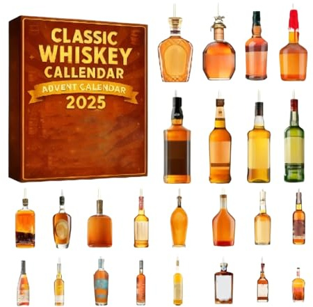 Whisky adventskalender, 24 dagar julnedräkning med premiumornament, öl- och whiskyälskares adventskalendrar, semestertema dekorativa hängen för hemmabar gåvor