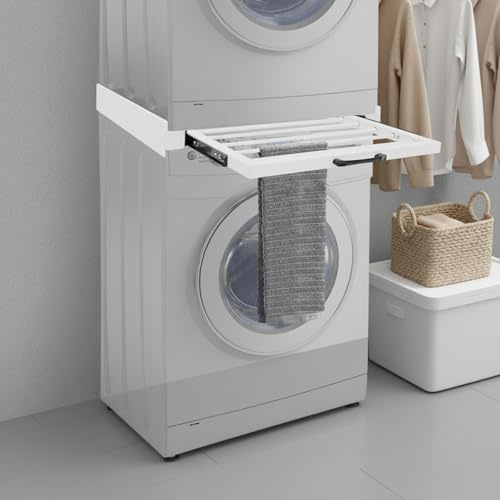 Telaio universale allungabile per asciugatrici, lavatrici, telaio di collegamento con portasciugamani allungabile per diversi modelli, max 6,8 kg