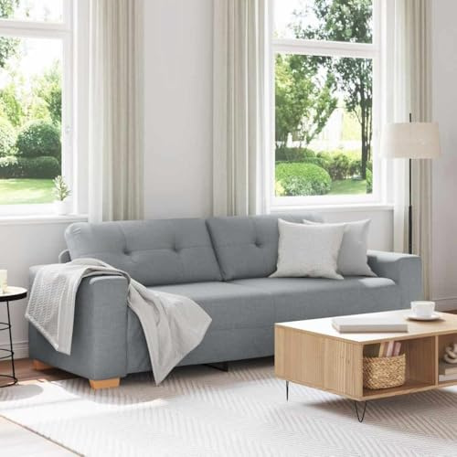 Mandloder Modern 3-sitsig soffa ljusgrå tyg, 180 cm bred, bekväm relaxsoffa för vardagsrum, stabil ram i flera delar, snygg stoppad soffa med mjukt polyesteröverdrag