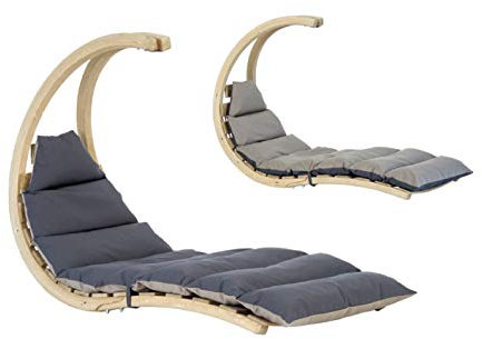 AMAZONAS Swing Lounger Anthracite stylische Schwebeliege aus hochwertigem FSC Fichtenholz bis 120 kg in Dunkelgrau