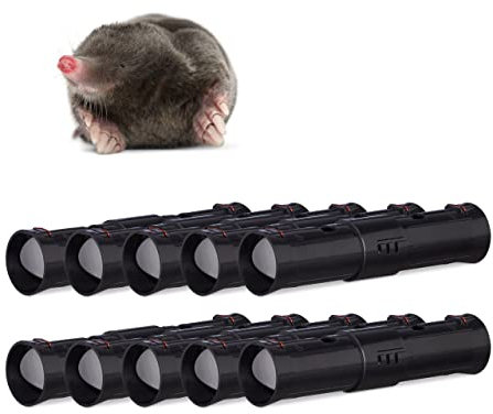 Relaxdays 10x Maulwurffalle im Set, Lebendfalle, Länge verstellbar, mit Kontrollöffnungen, Tierfreundlich, Kunststoff, Schwarz