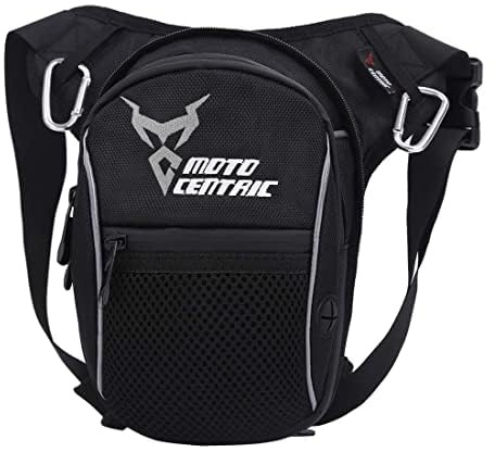 Sac Banane Oxford pour Moto - pour Homme et Femme - pour Les Cuisses, Les Fesses, Les Hanches, Les Hanches, Les Voyages, la randonnée, Le Cyclisme, Les Sports de Plein air, Noir(Logo Gris)