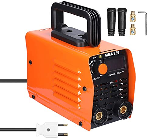 Soldador Inverter Geevorks 20-250A MMA Mini Soldadora de Arco Tecnología Profesional IGBT | 1,90 KG, 200x 86 x 123mm | Impermeable | Maquina de Soldar Electrodo 220V, Naranja