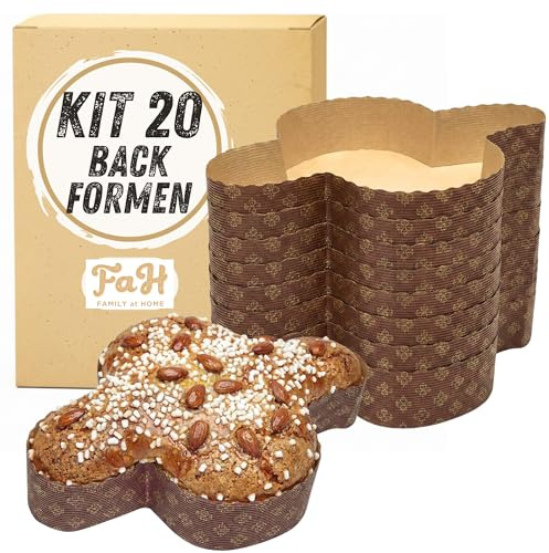 FAH FAMILY AT HOME Moule pour Colombe (20 pièces - 1 kg) - Formes en Papier de cellulose pure micro-ondable, idéales pour utilisation au four, résistantes à la chaleur jusqu'à 200°C