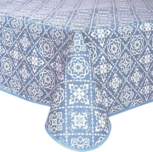 Wachstuch Tischdecke Wachstuchtischdecke Abwaschbar Abwischbare Rechteckig Eckig 140 x 180 cm Blau grau