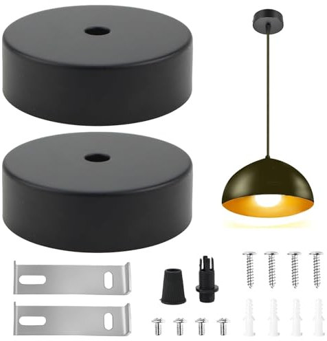 Mikiuly Rosone Lampadario Soffitto, Rosone Soffitto, Rosoni Lampadario in Metallo, Lampada a Baldacchino, Coprifilo per Rosone a Soffitto, per Soggiorno, Corridoio, Lampadario da Cucina, 2 pezzi