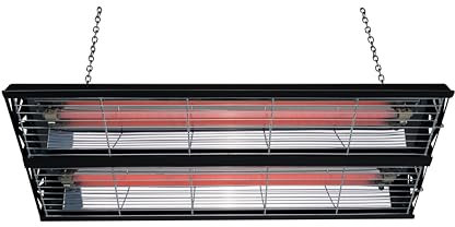 Syner Progetti Lampada riscaldante a sospensione S-LCA Doppia, Riscaldamento a infrarossi, Fungo riscaldante, Stufa elettrica sospensione doppia, Superficie riscaldabile 13mq (2000 W, Nero)