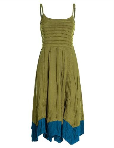 Vishes Damen Sommerkleid mit Spaghettiträgern in Olive I Größe M (38) I 100% Baumwolle I Träger-Kleid I Ideal für Frühjahr & Sommer I Nachhaltige Alternative Bekleidung