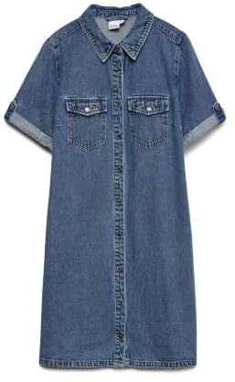VERO MODA Abito in Jeans Femminile VMJENNIE Abito Corto, Media Blu Denim, L
