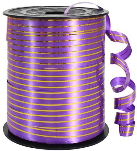 TONIFUL Curling Ribbon-Purple Gold Balloon Curling Ribbons-250 Yards Balloon String for DIY Decor,Gift Wrapping,Ribbons and Bows for Christmas New Year Birthday Gifts Graduation Supplies