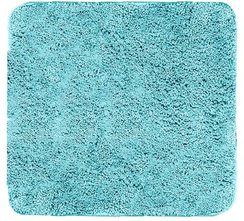 Brandsseller Badezimmerteppich 50x50 cm Badvorleger Badematte Badteppich quadratisch Chenille rutschfest saugstark maschinenwaschbar - Türkis