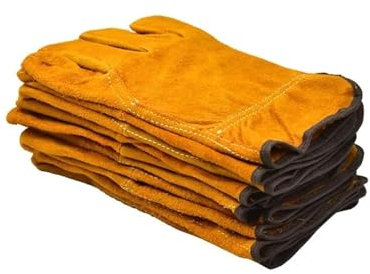 BADIKA Gants de Soudure 3/5/10 Paires de Gants de Travail de Protection du Travail en Cuir de Vache Souple Protection de sécurité de soudage Gants de soudage isolés résistants à l'usure(5pairs)