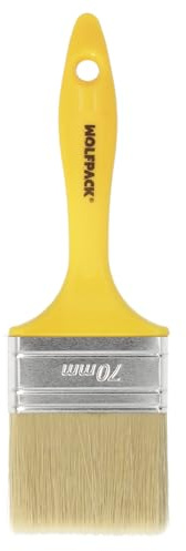 WOLFPACK LINEA PROFESIONAL Paletina Profesional Cerda Blanca Ancho 70 mm. Cerdas Naturales Mango Plastico Ergonomico, Brocha Pintor, Pincel Pintura