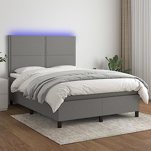 qohoio Boxspringbett mit Matratze & LED Bett Boxspringbett Bett Mit Matratze Polsterbett Schlafzimmer MöBel Dunkelgrau 140x200 cm Stoff - 3134798