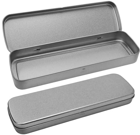 Caja De Lápices De Metal De 2 Piezas, Caja De Hierro Rectangular Portátil, Caja De Lápices Con Tapa Abatible, Caja De Almacenamiento De Útiles Escolares, Caja De Almacenamiento Multiusos