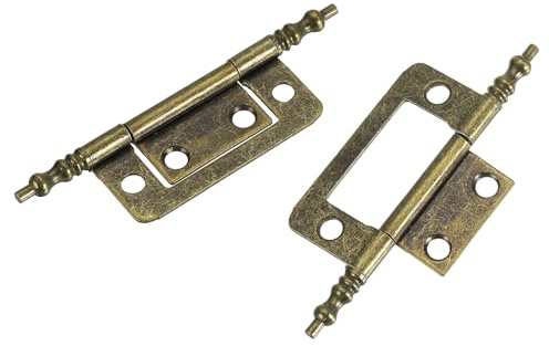 sourcing map Bisagras sin mortaja, 2 bisagras de hierro para puerta de gabinete, herrajes y muebles (bronce, 8,7 x 1,9 cm)