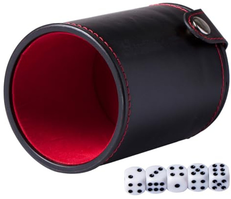HEALSOPTHY Gobelet à Dés Lot de Dés Inclus en Cuir PU Léger Texture Confortable Facile à Transporter pour Jeux de Société et Loisirs en Club