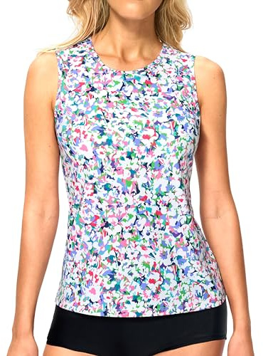 Viodia High Neck Tankini Tops for Women Modest Swim Shirts with Bra Swimsuits Tank Only Bathing Suit Top No Bottom