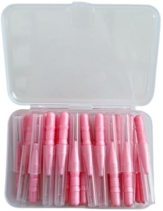 Interdentalborstar och tandtrådspinnar, Interdentalborstepaket med 50 st Multicolor Nylonvårdsverktyg(Pink(0.6mm))