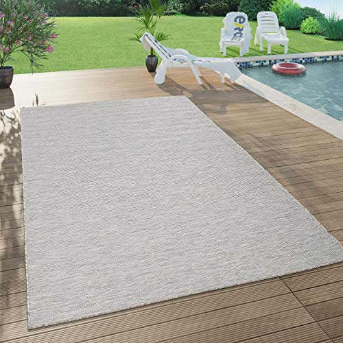Paco Home In- & Outdoor Teppich Balkon Terrasse Küchenteppich Gartenteppich Modern, Grösse:140x200 cm, Farbe:Taupe