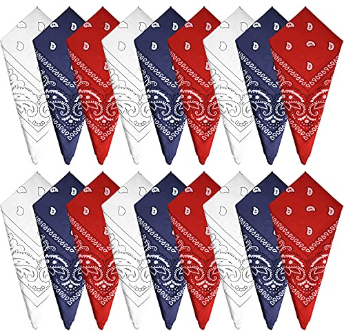FEPITO 18pcs Paisley Bandanas Assorted Cowboy Bandanas Unisex Novelty Print Head Wrap Scarf Wristband for Adults and Kids (3 Colors)